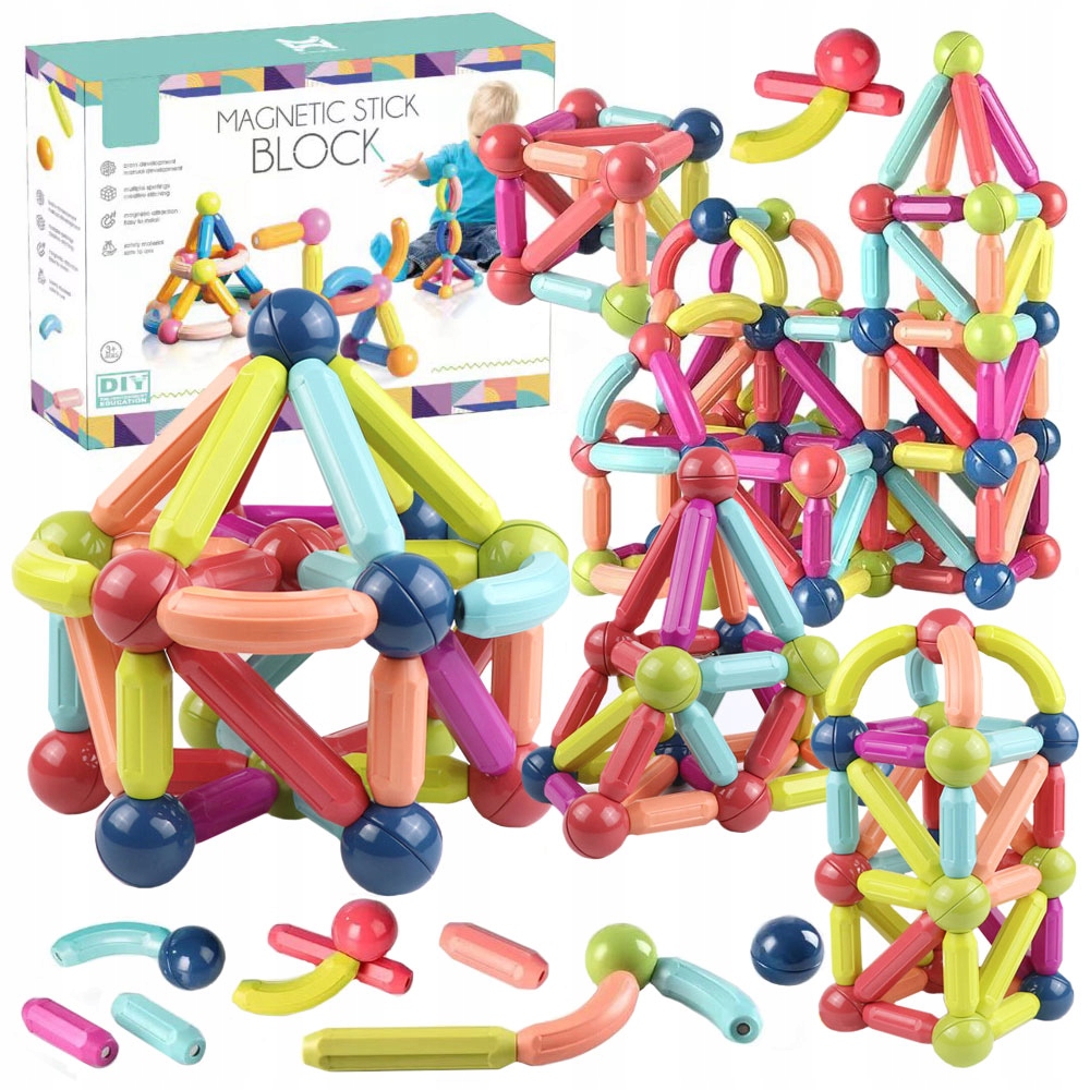 KLOCKI MAGNETYCZNE ZABAWKA EDUKACYJNA MONTESSORI