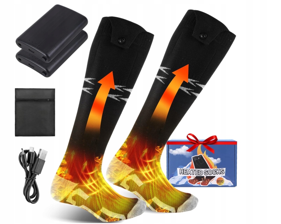 Elektrycznie podgrzewane skarpety, kontrola temperatury 8500 mAh