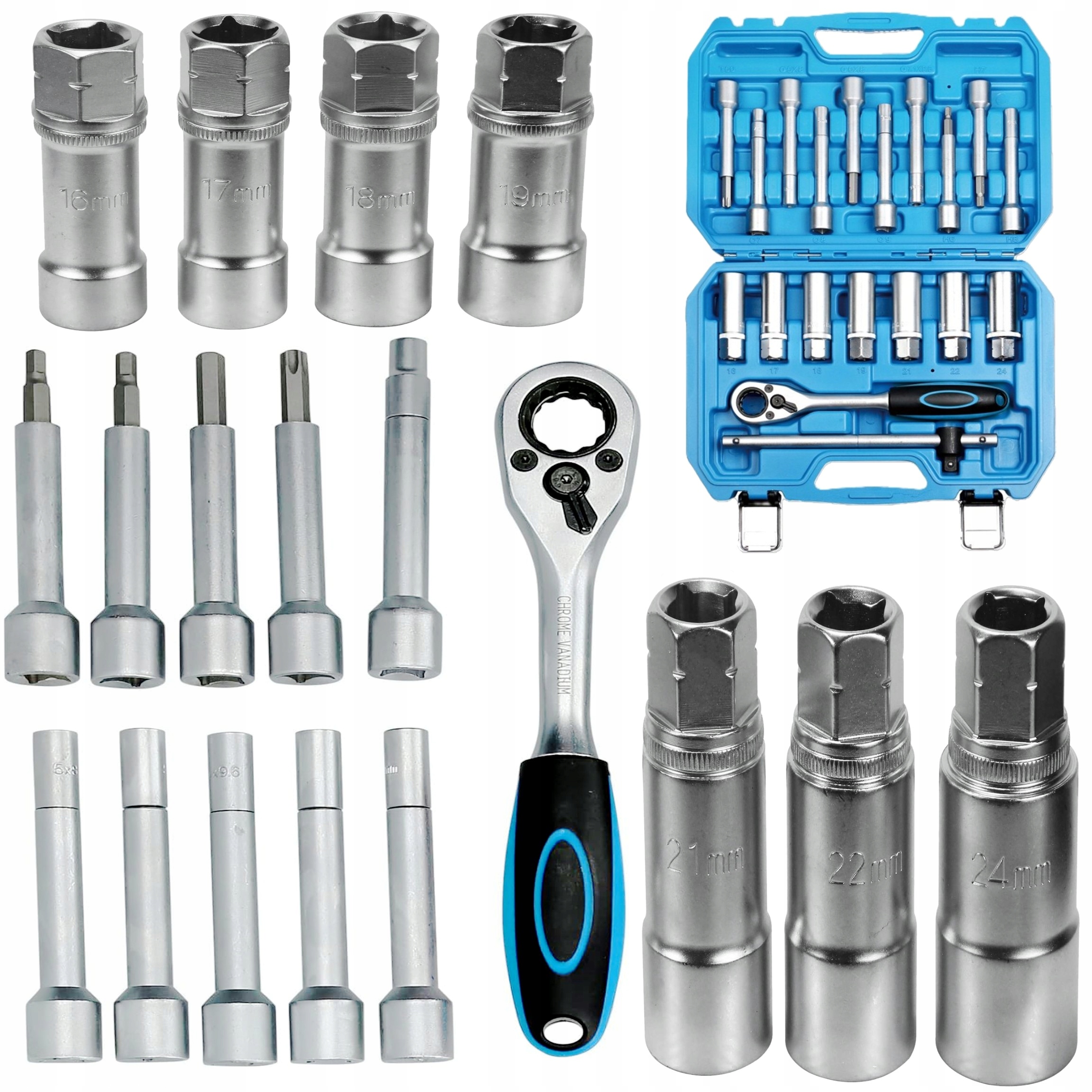 Sada Kľúčov Na Demontáž Montáž Tlmičov 19ks Kufor