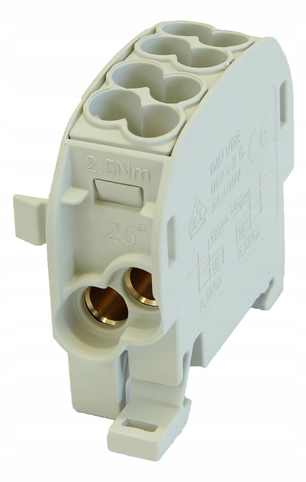 BLOK ROZDZIELCZY SCB 25 ODGAŁĘŹNY AL/CU SZARY