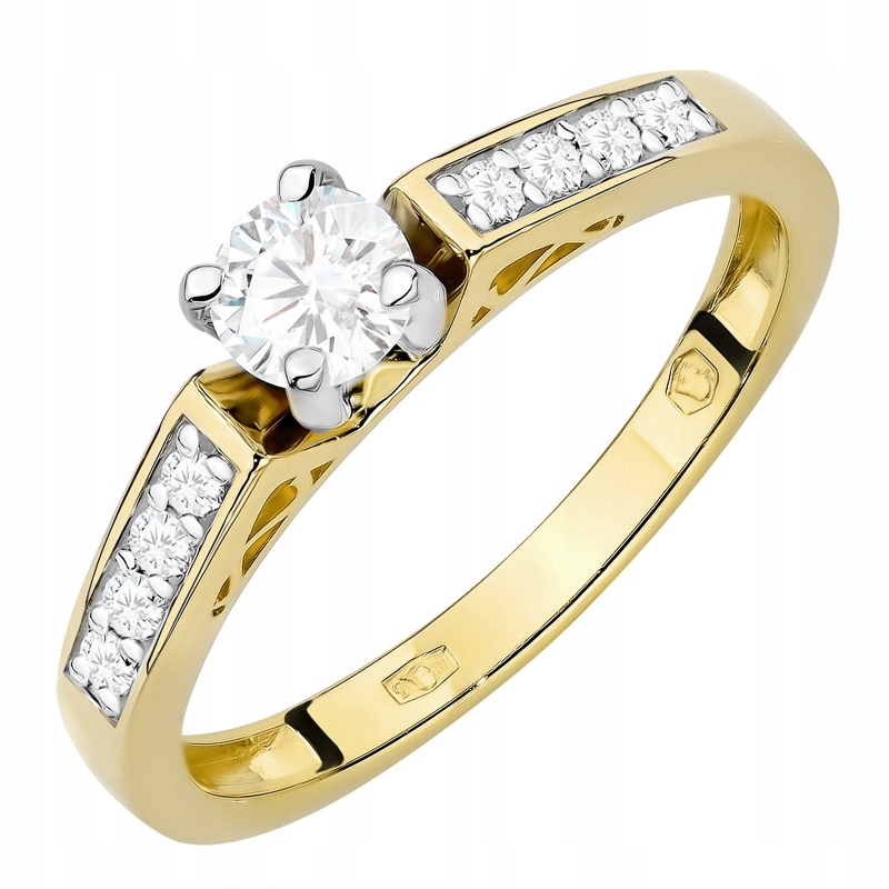 Zlatý Prstýnek pr. 585 14k Laboratorní diamanty 0,42ct