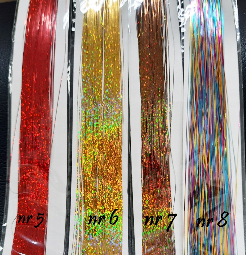 KOLOROWE WŁOSY PASEMKA LŚNIĄCE NITKI DO WŁOSÓW 90cm MULTIKOLOR Długość włosów 90 cm