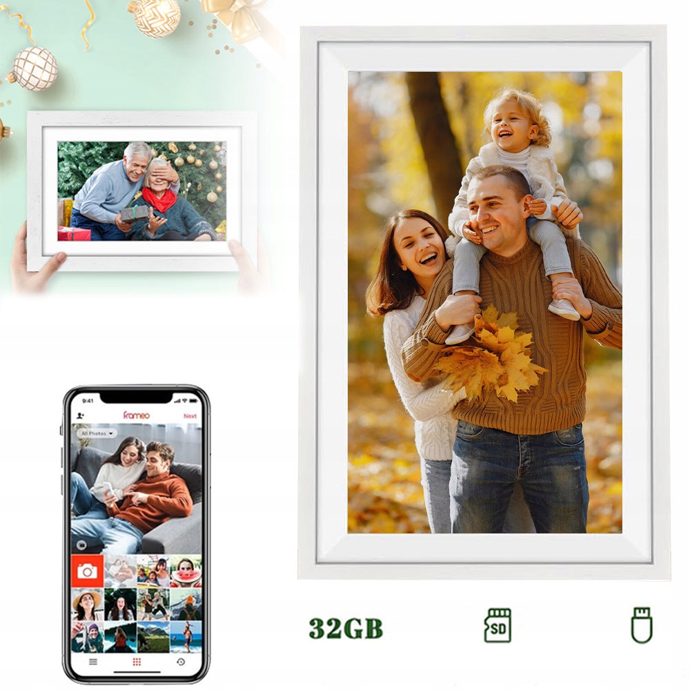 Digitální rámeček pro 32GB fotografie a videa s dotykovým displejem 15,6 palců fhd