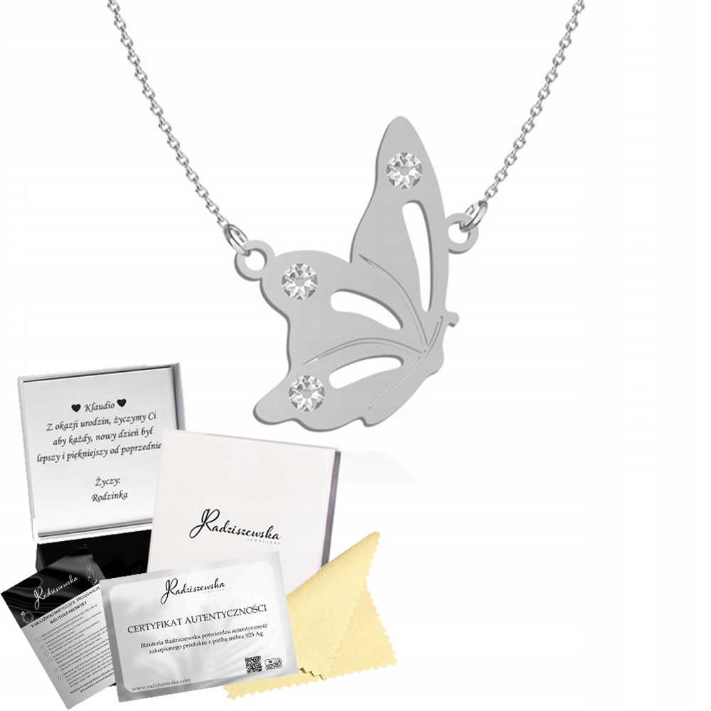 Stříbrný Náhrdelník S Motýlem Řetízek Dárek Žena Přání Bonus