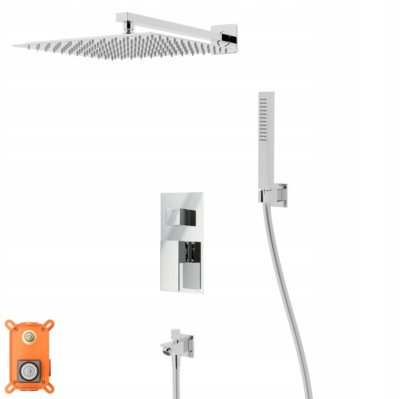 Sprchový set Ango chróm dažďová sprcha 30 cm batéria, slúchadlá a výtok