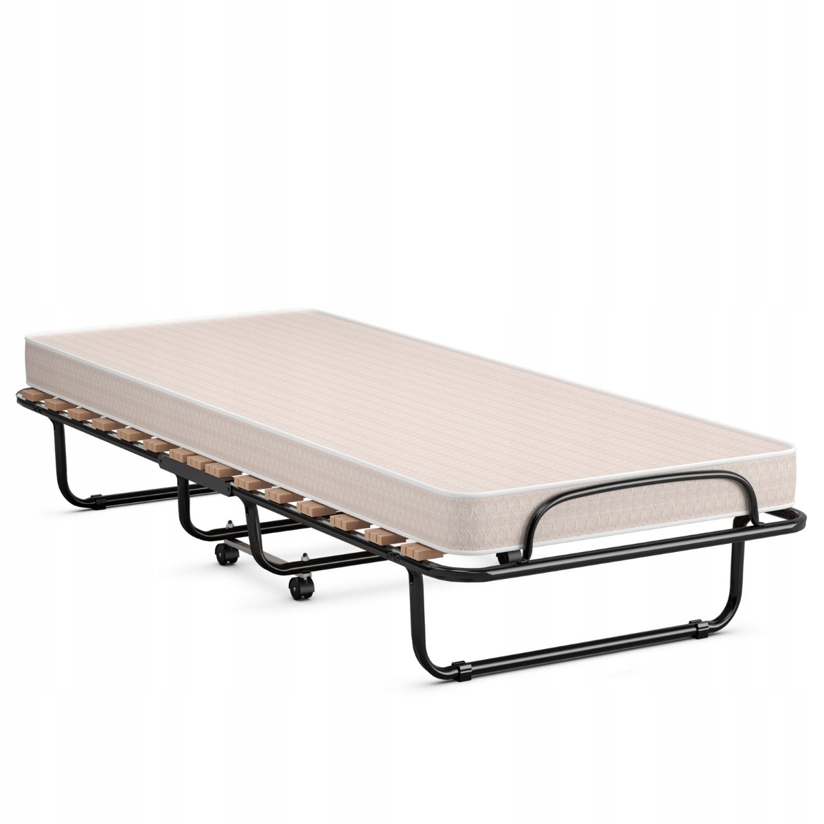 Łóżko polowe składane metalowe z materacem 80 x 190 cm