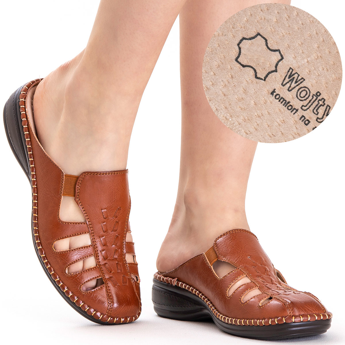 Nazouváky casual vč. měkké kůže Širší pohodlné lehké Wojtyłko 37