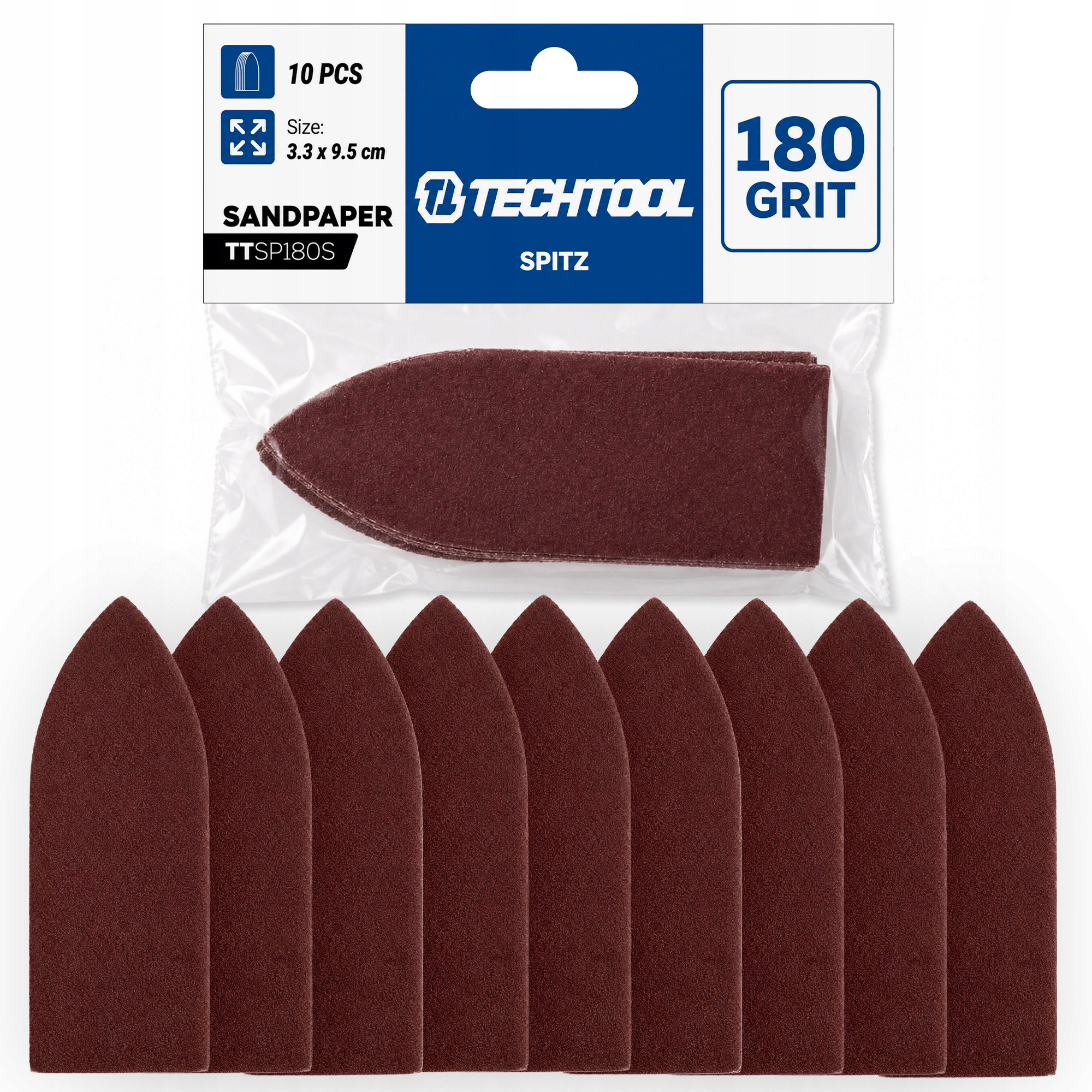 Papier Ścierny Szpic Trójkąt Do Szlifierki Mimośrodowej P180 10SZT Techtool