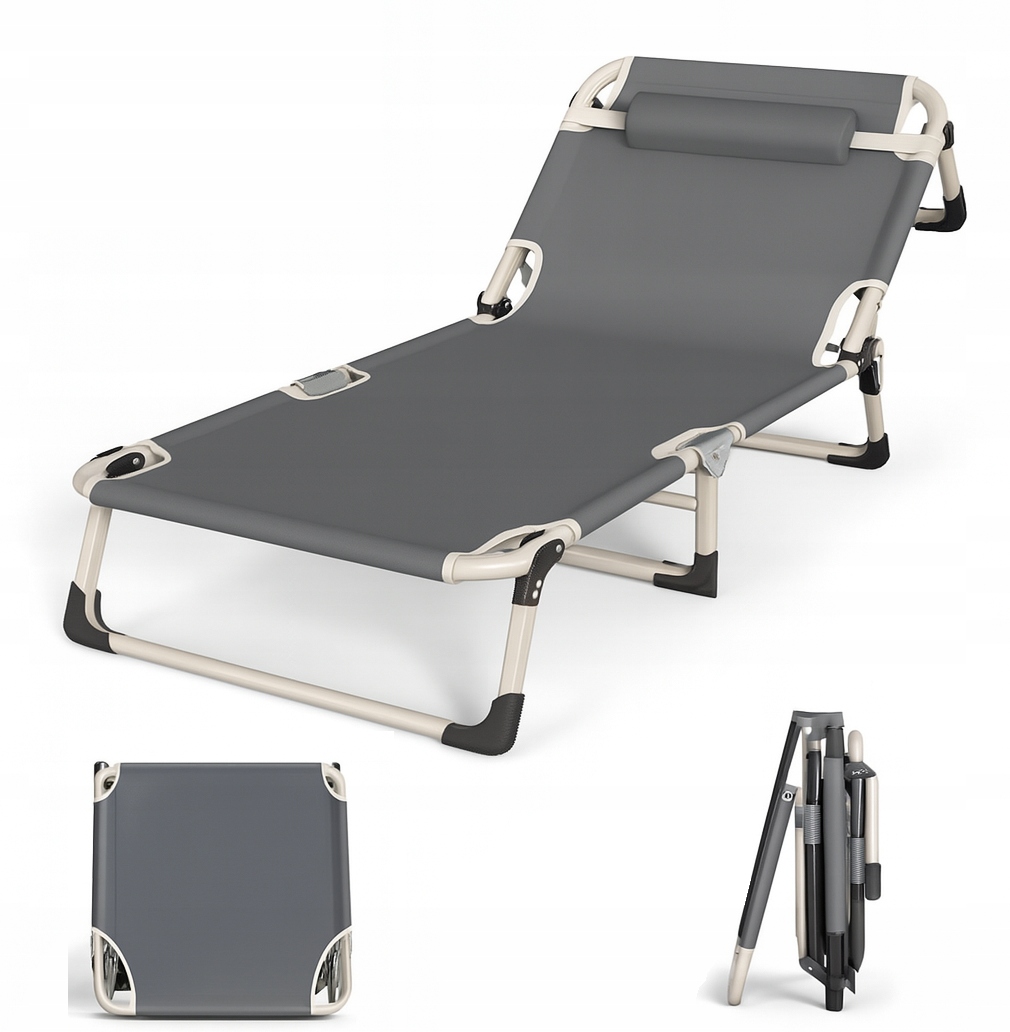 Leżak ogrodowy fotel Plażowy tarasowy składany regulacja 190x73,5x30 (I083)