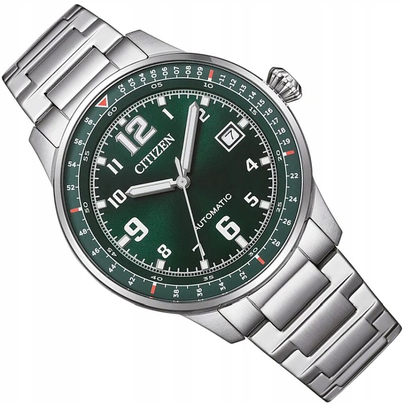 Pánské Hodinky Automatické Zelené Pilot S Datem Citizen NJ0190-51X 40 mm