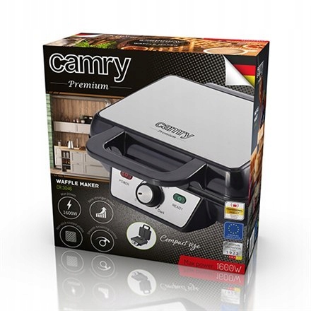 Camry | CR 3046 | Waffle Maker | 1600 W | Number of pastry 2 | Belgium | Bl Kolor dominujący czarny