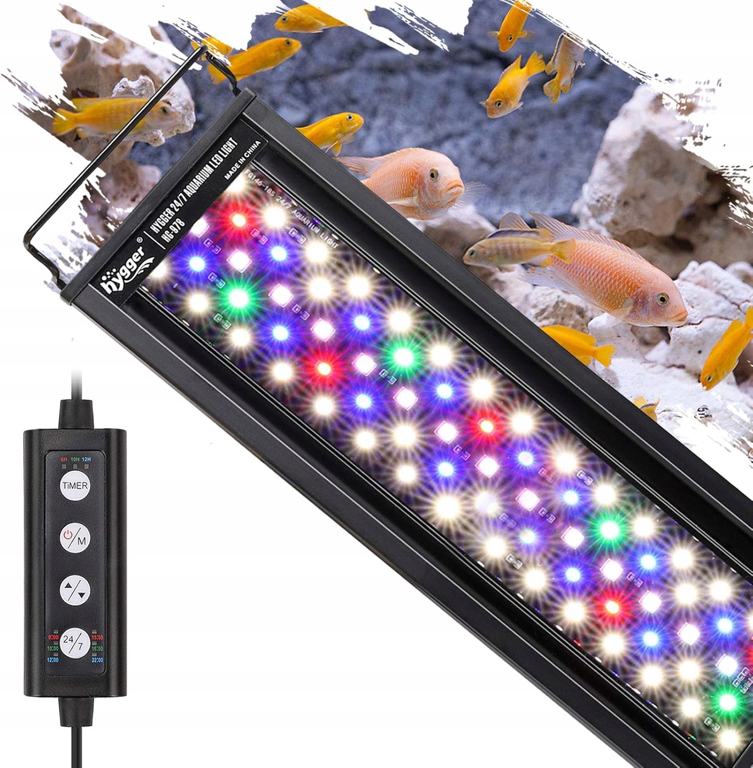 hygger Led akvarijní lampa programovatelná, vodotěsná, 22 W, 60-76 cm