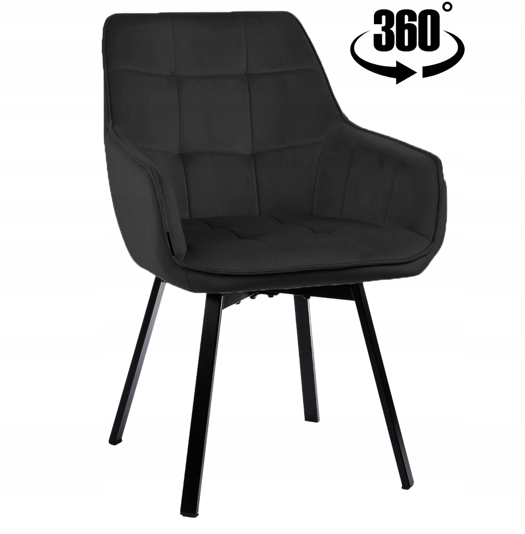 Krzesło obrotowe tapicerowane welurowe czarne do salonu jadalni kuchni Togo