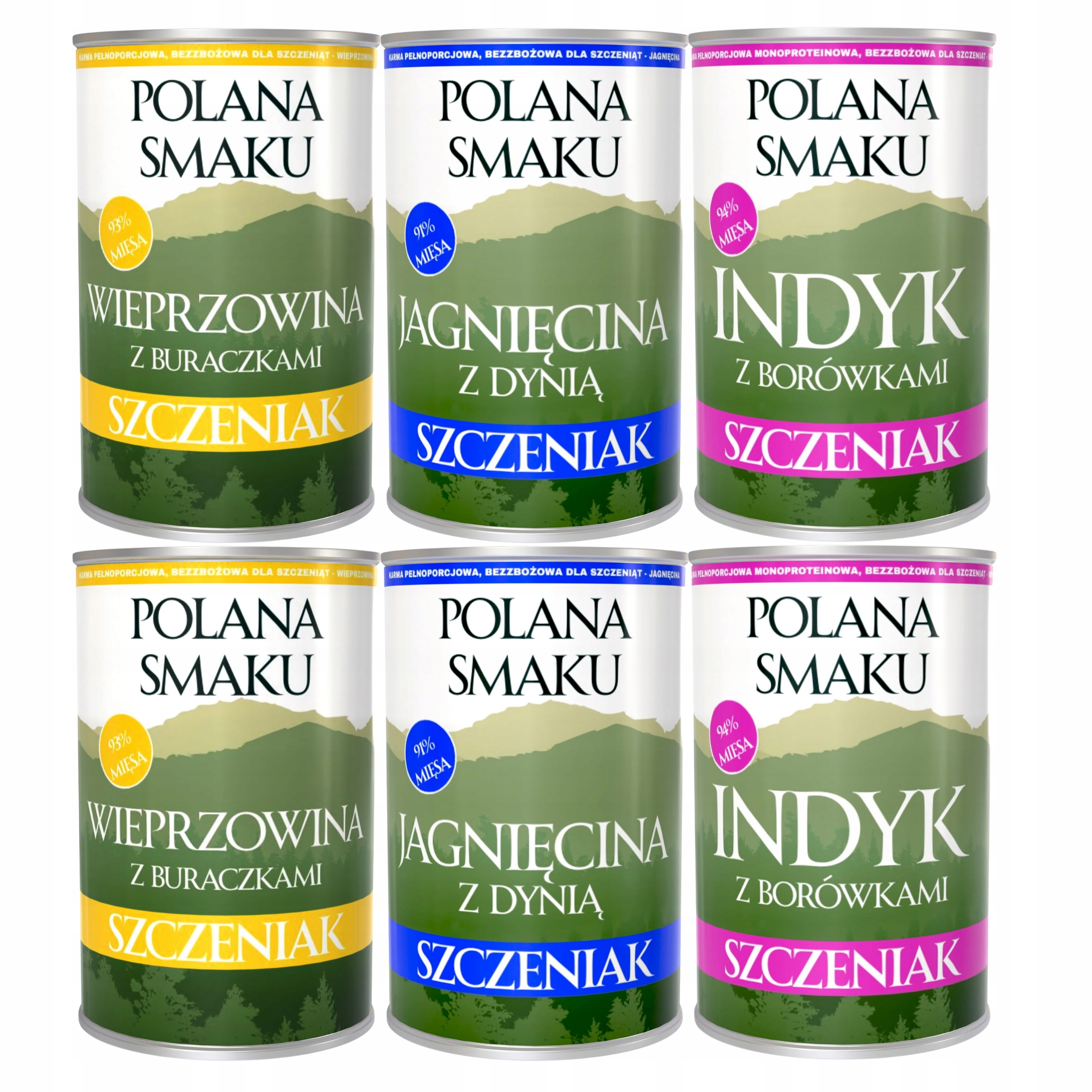 Levně Polana Smaku Junior krmivo pro štěňata mix chutí 6 x 400 g Monoproteinové