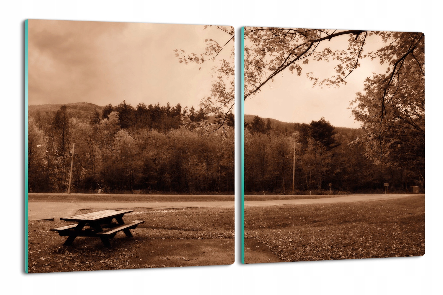 

deska splashback 2x 40x52 z foto Ławka las polana