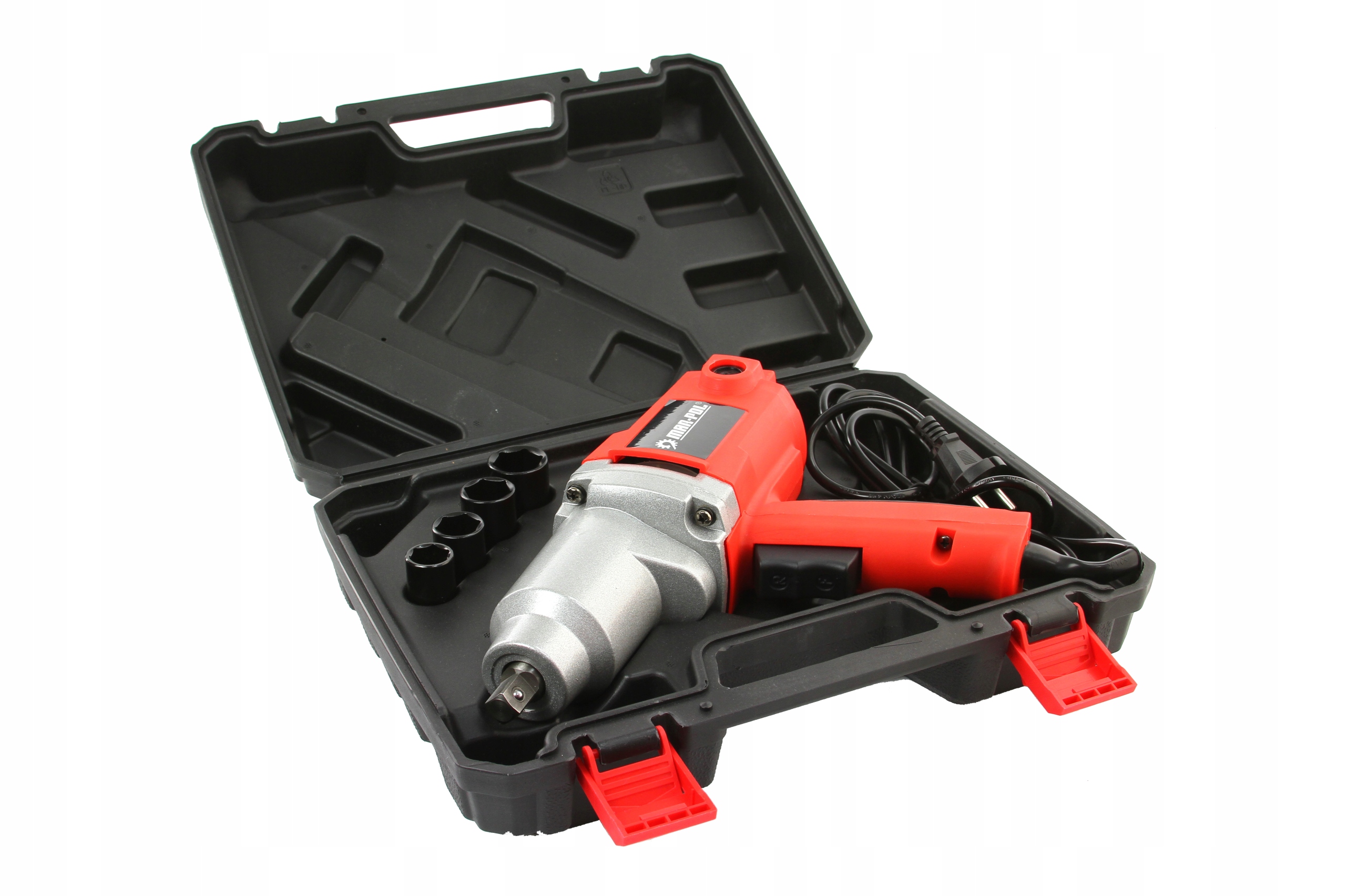 KLUCZ ELEKTRYCZNY UDAROWY DO KÓŁ 800Nm 2000W 1/2'' + 4 NASADKI MAR-POL Moc 2000 W