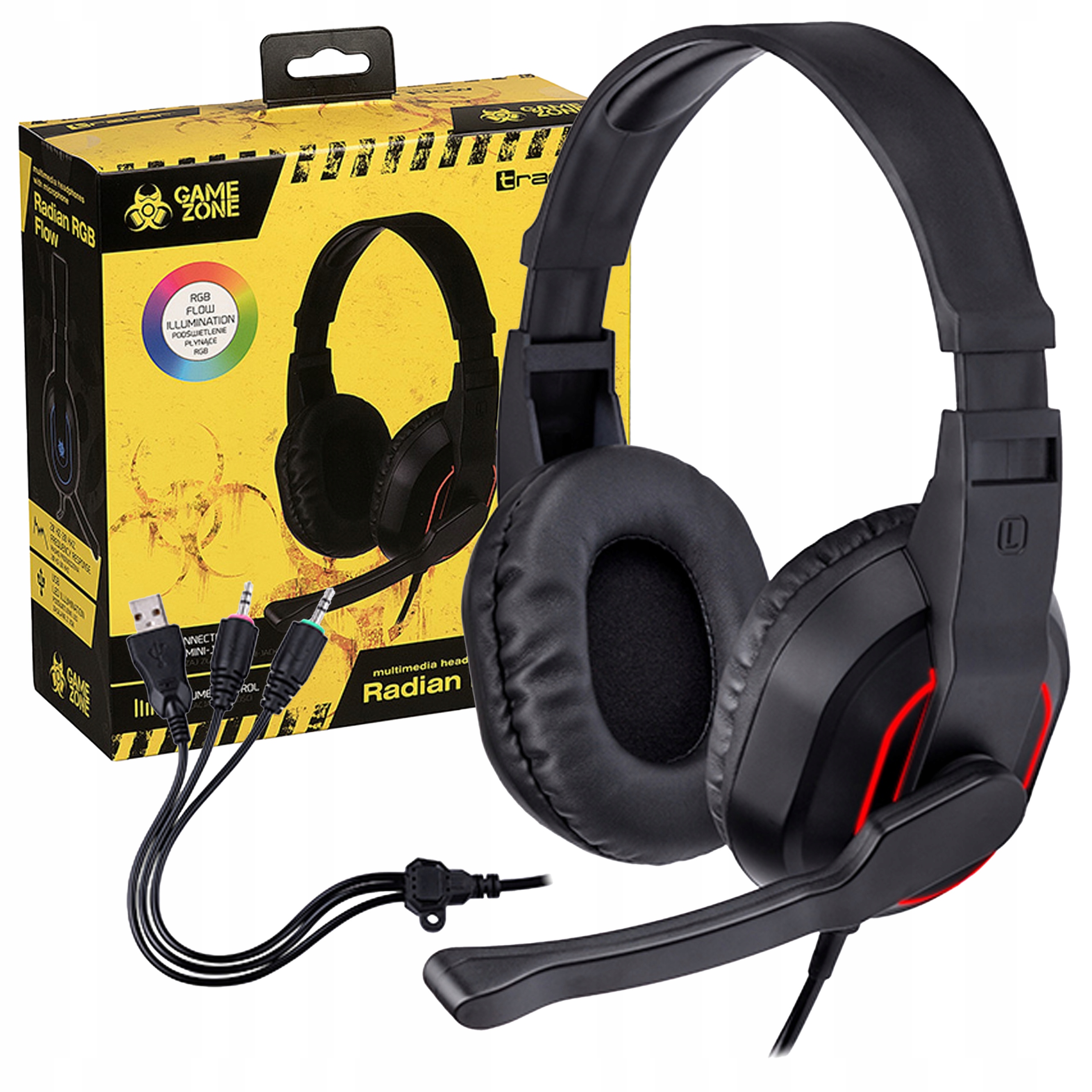 Gamer fejhallgató mikrofonnal Tracer Battle Radian Rgb Flow TRASLU46467