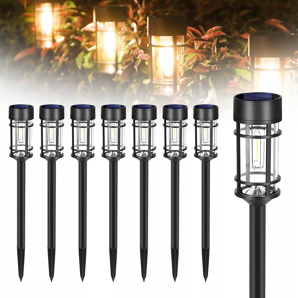 8 x Solární Lampa Led Zahradní Venkovní Zapichovací IP44 Ozdobná lampa Sloupek