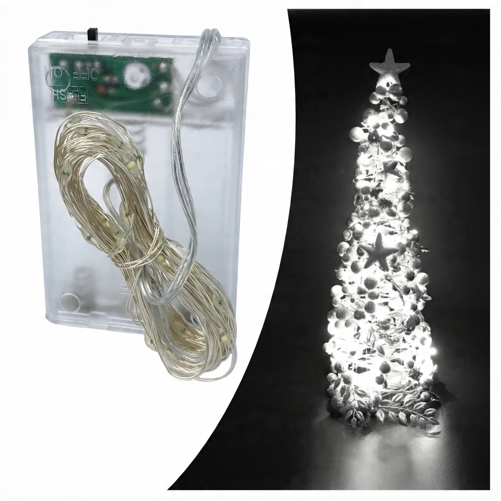 

Lampki druciki 2 tryby 50 Led 5m białe zimne