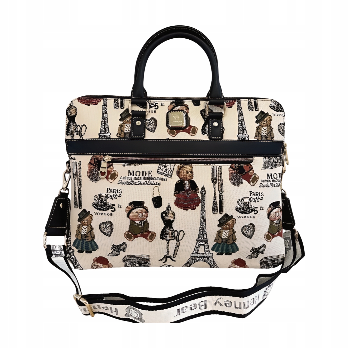 Henney Bear London shopper taška na notebook béžová s medvídkem