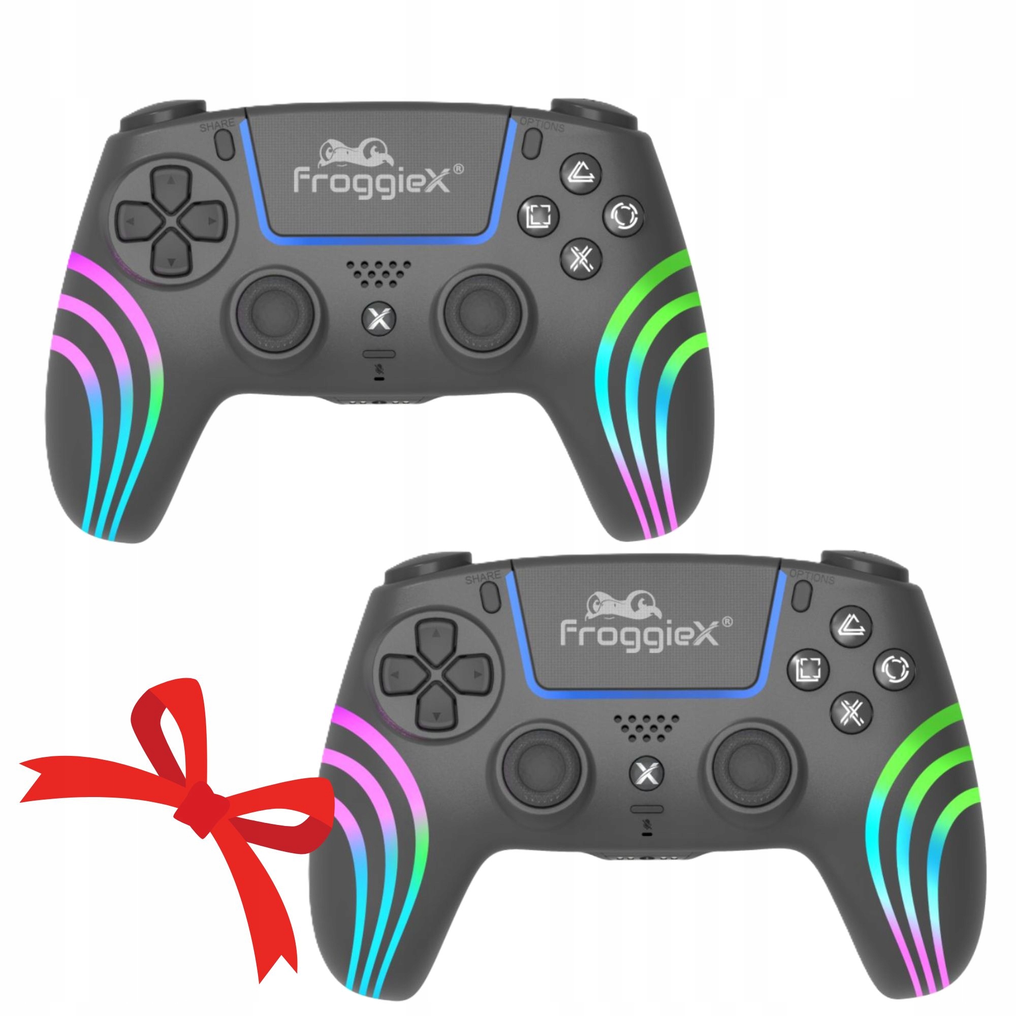Zestaw 2x kontroler bezprzewodowy PS5 czarny Rgb Pad dodatkowe przyciski