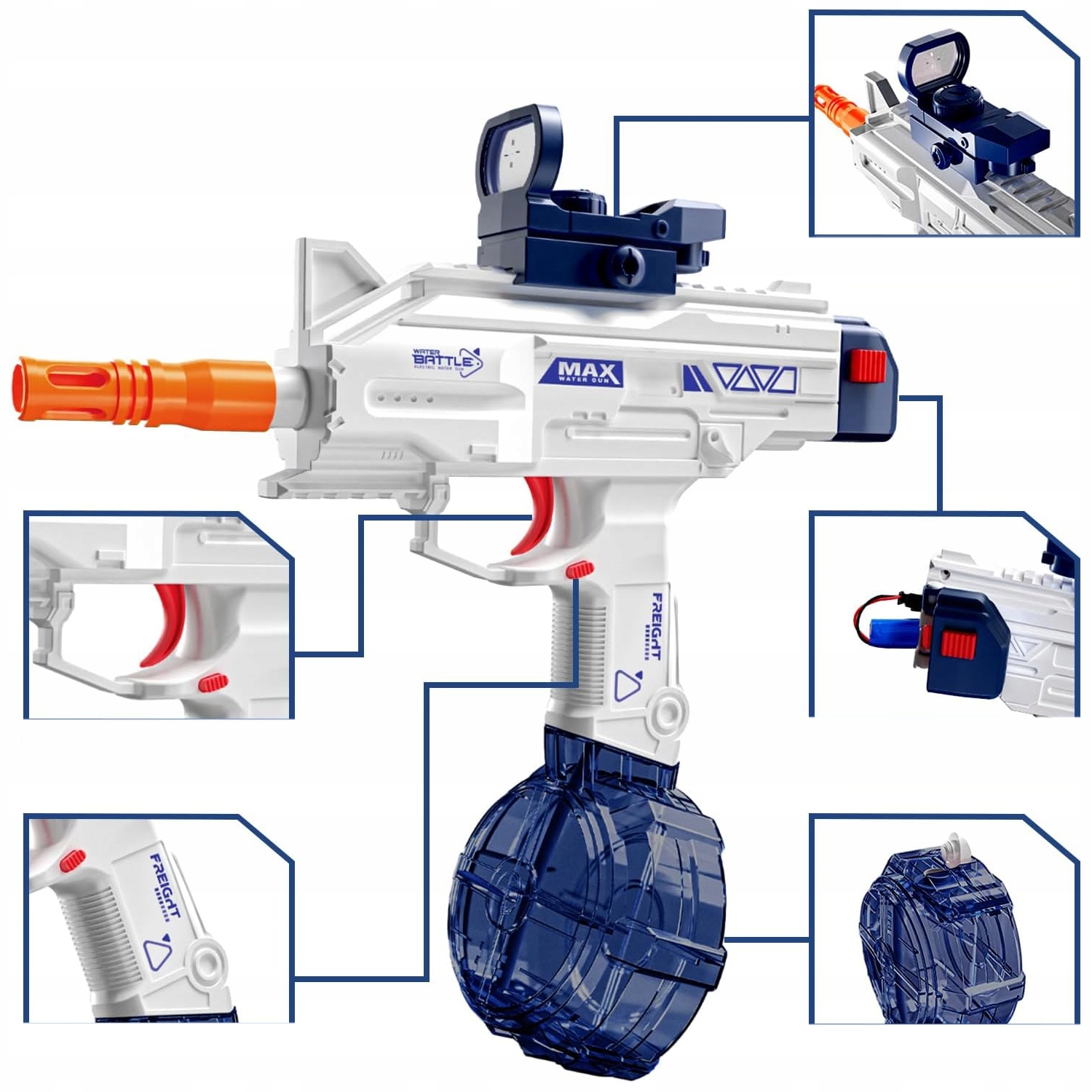 PISTOLET NA WODĘ BROŃ WODNA ELEKTRYCZNY NA AKUMULATOR GLOCK Z MAGAZYNKAMI Marka Bedee