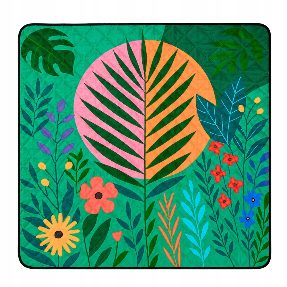 Koc Piknikowy Plażowy Turystyczny Mata Rośliny Kolorowa 100x150 cm Lean