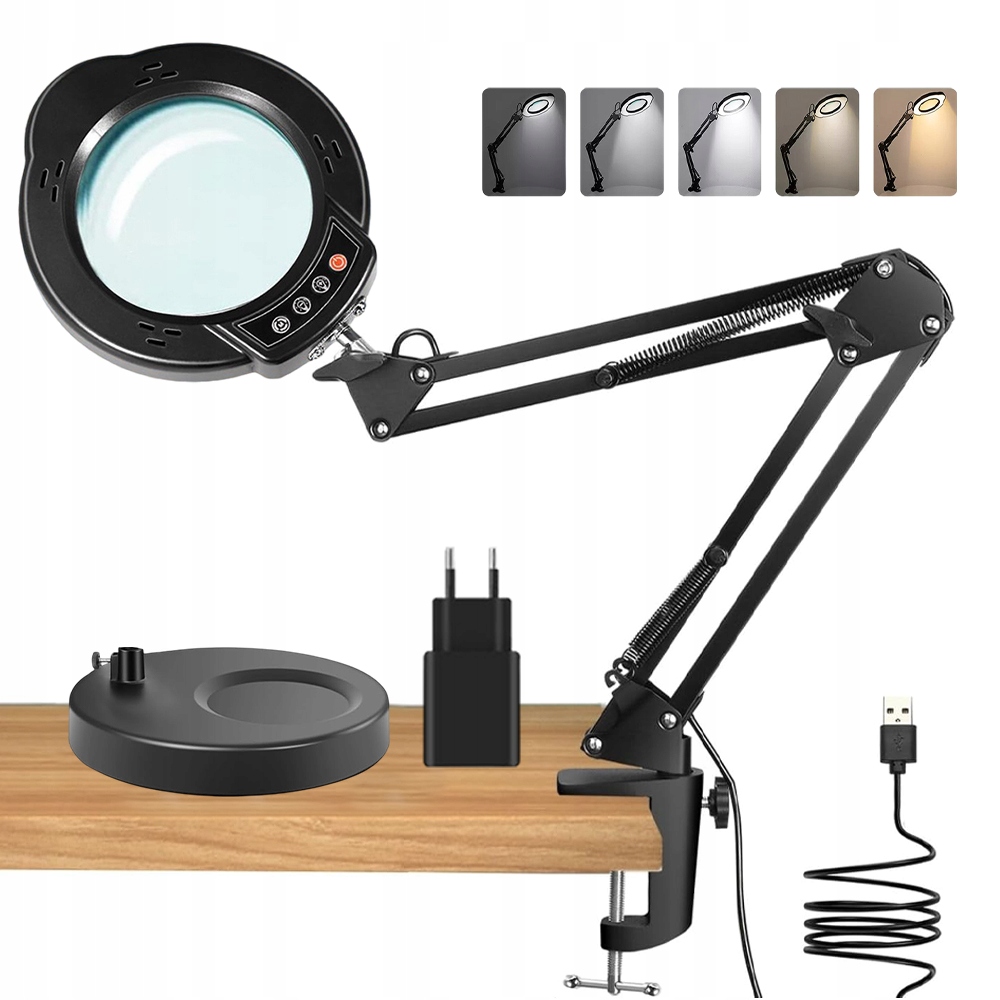 Led Lampa Kosmetická Lupa Sklo Zvětšující Kreslicí Stolní Lampa