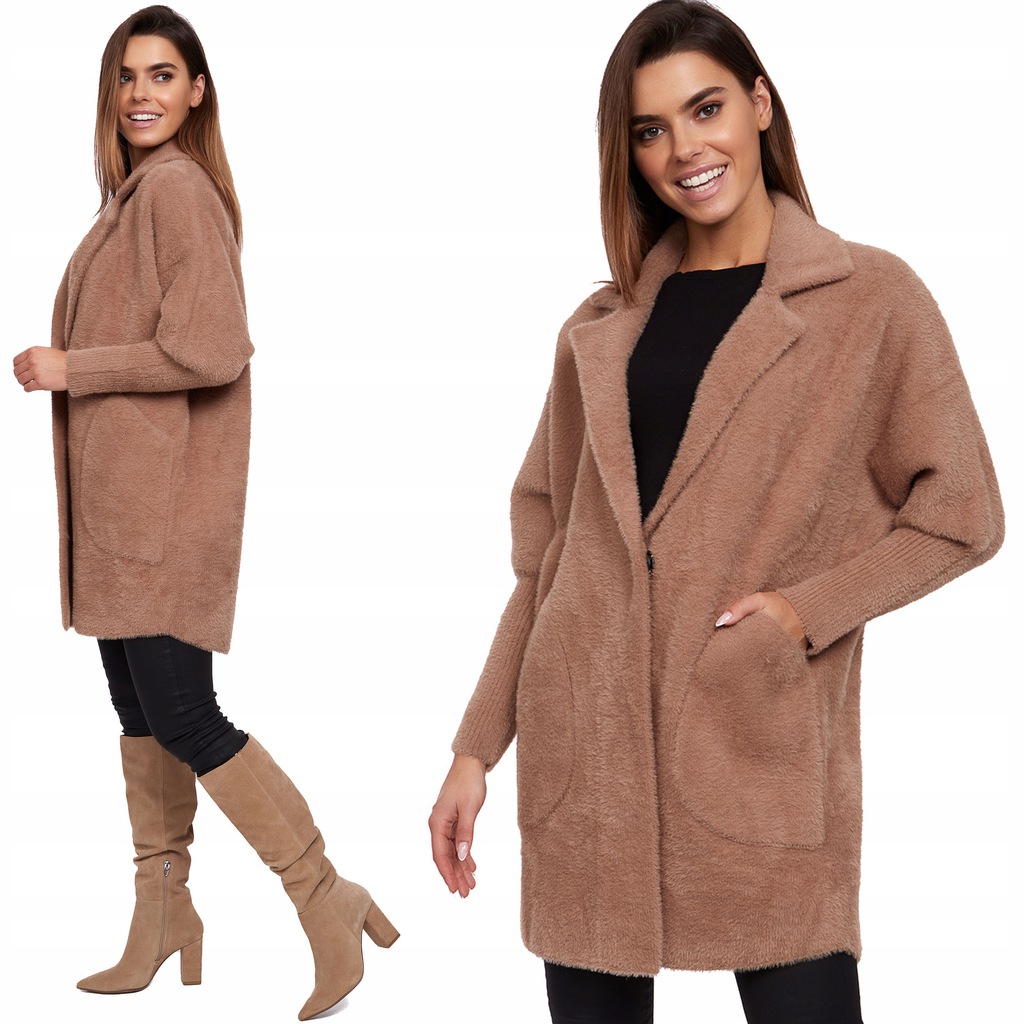 

830__PŁASZCZ Z Alpaki kołnierz stójka oversize