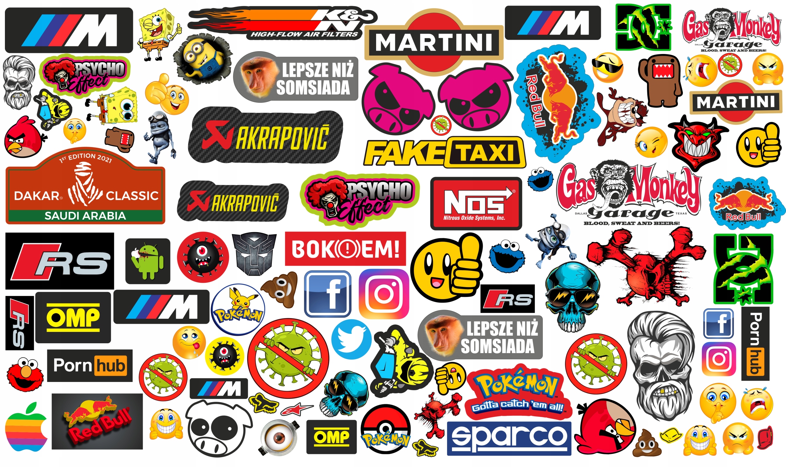 NOWY ZESTAW MEGAWLEP NAKLEJKI NA SAMOCHÓD -98 szt! Producent Oracal