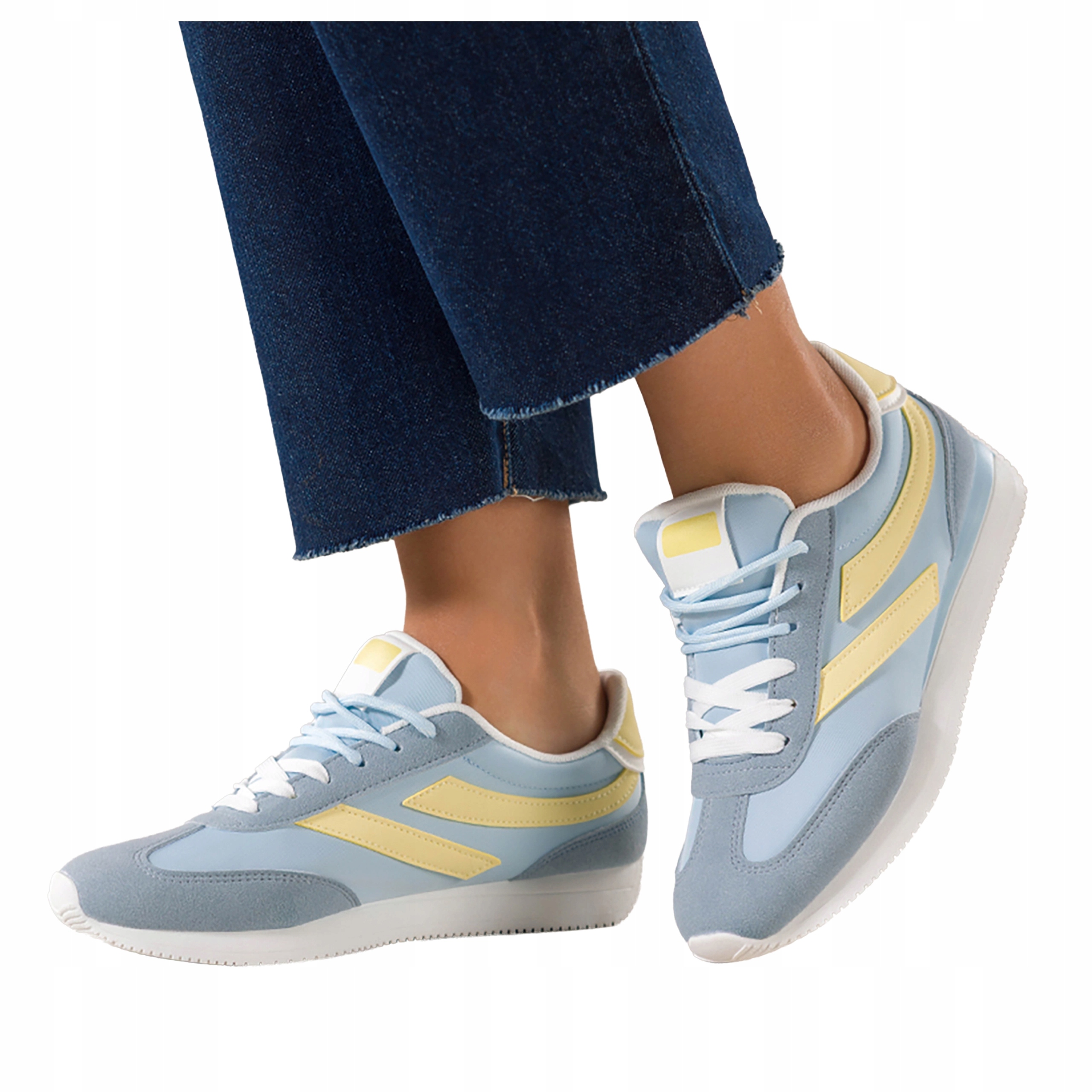 Sneakersy Modré Dámské Sportovní Ploché Šněrovací Žluté Vložky vel. 38