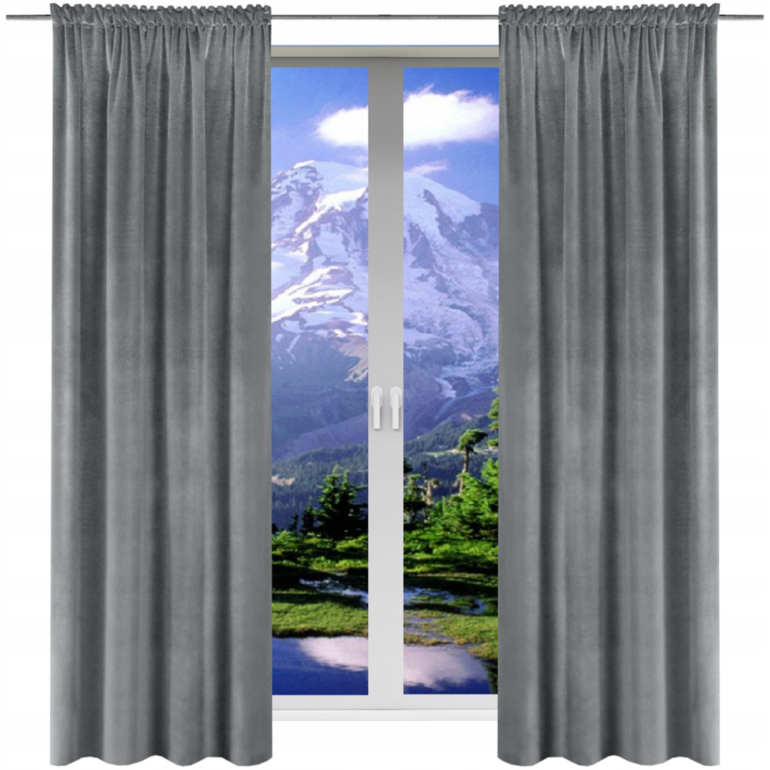 Hotové sametové Závěsy hotové 140x270 na pásce do obýváku, závěs na balkon, Sada
