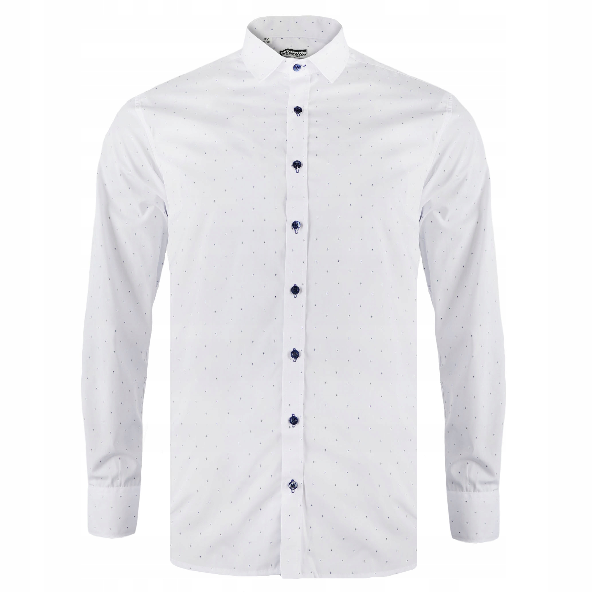 

Męska koszula długi rękaw biała wzorki 176-182/44