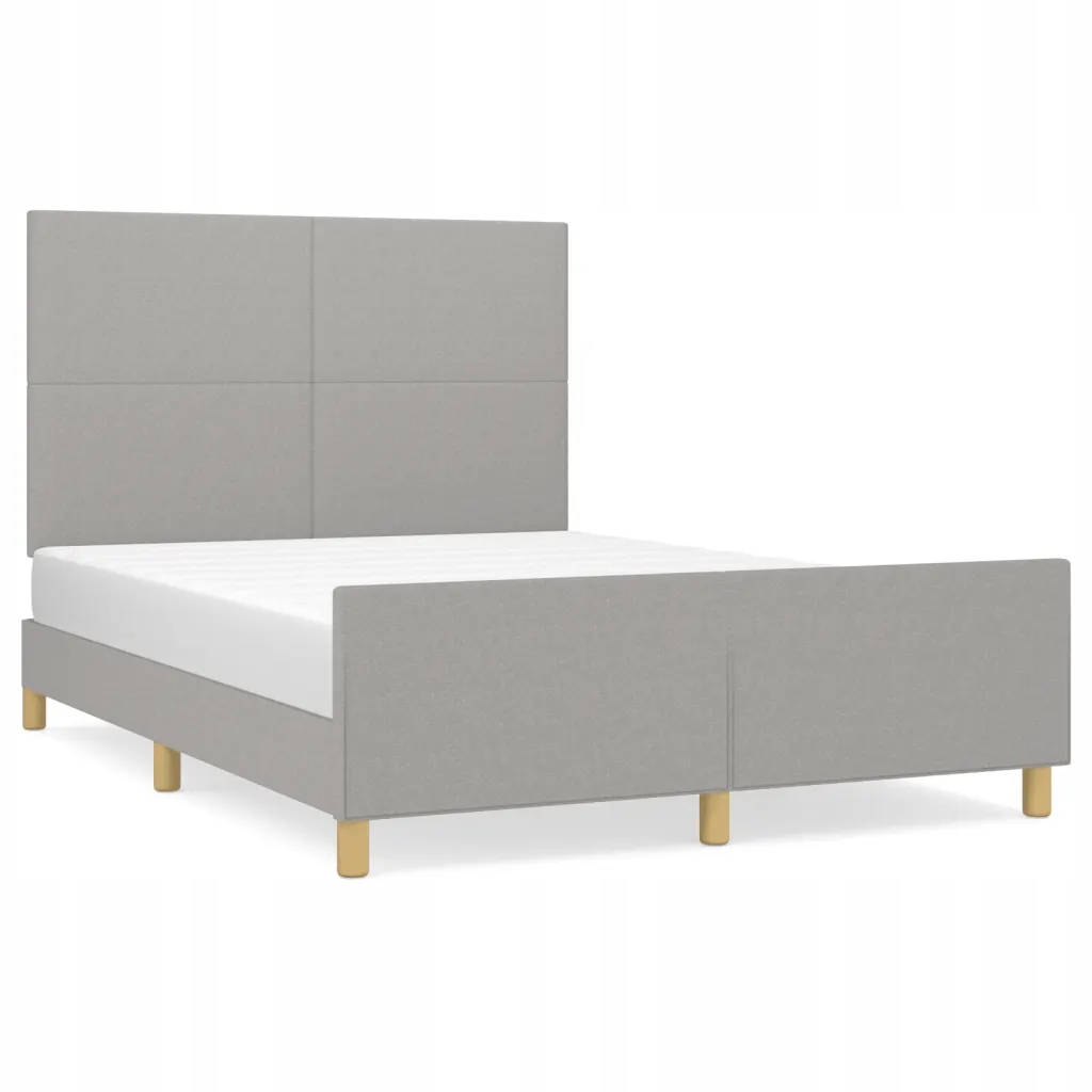 Rám postele s opěrkou hlavy světle šedý 203 x 146 x 118/128 cm