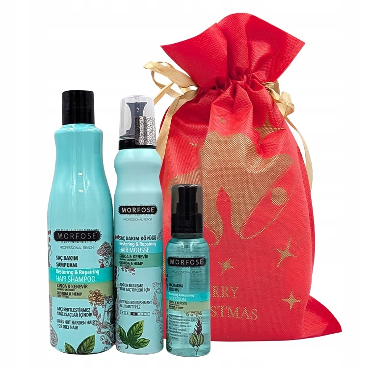 Vánoční Sada Morfose Quinoa & Hemp Šampon Pěna Sérum Sáček
