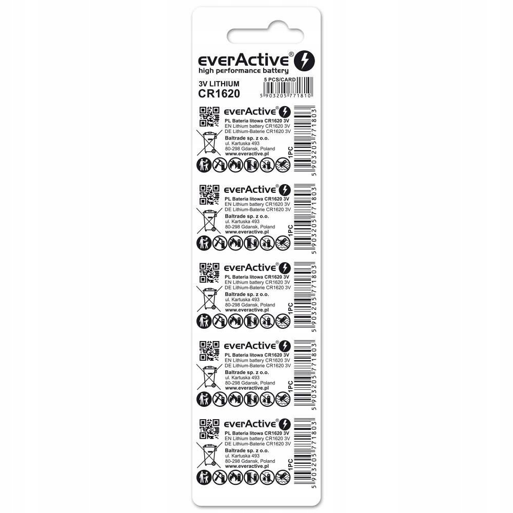 Everactive Bateria Litowa CR1620 Blister 5 Szt. CR16205BL