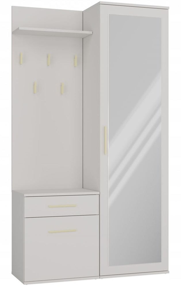 Sada do předsíně Duvio s šatní skříní a zrcadlem 100 cm, kašmír