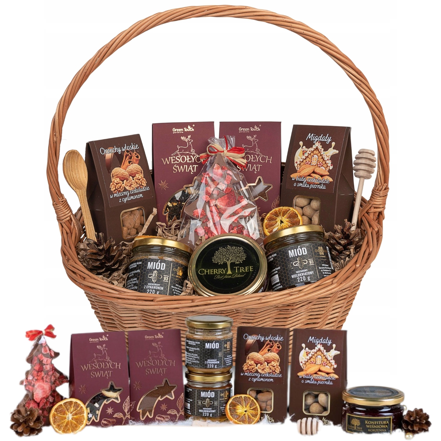 Levně Dárkový Koš Sada Čajů Med Bakalie Dárek K Vánocům