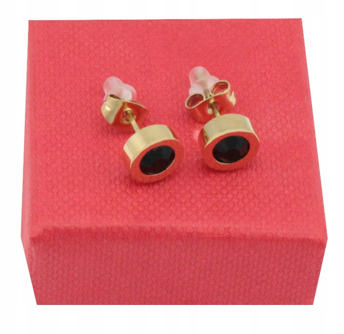 

Kolczyki Złote Cyrkonie Black 8 mm Stal 316 L