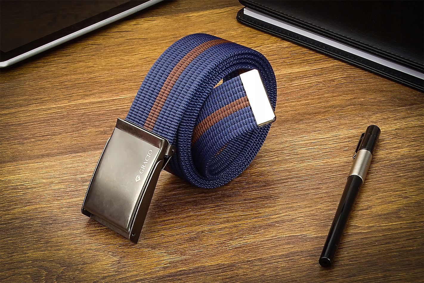 pasek Męski PARCIANY GRACIO klamra SZCZOTKOWANA Rodzaj klamry zaciskowa