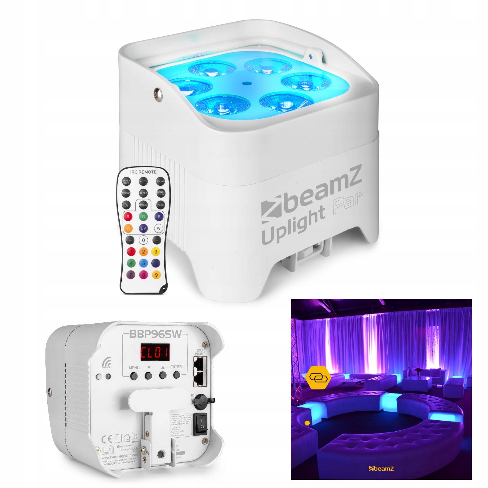 Reflektor z akumulatorem Led 6x 12W Rgbwa Uv Mocny