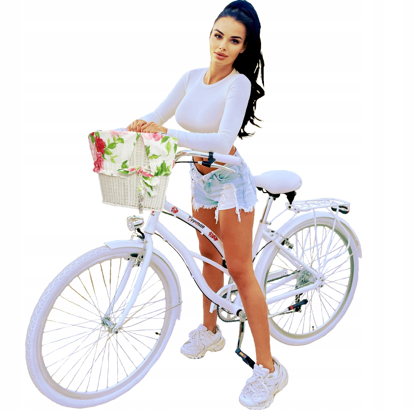 Biały Aluminiowy Lekki Miejski Rower Beach Cruiser Damski 28 Shimano 6 Bieg