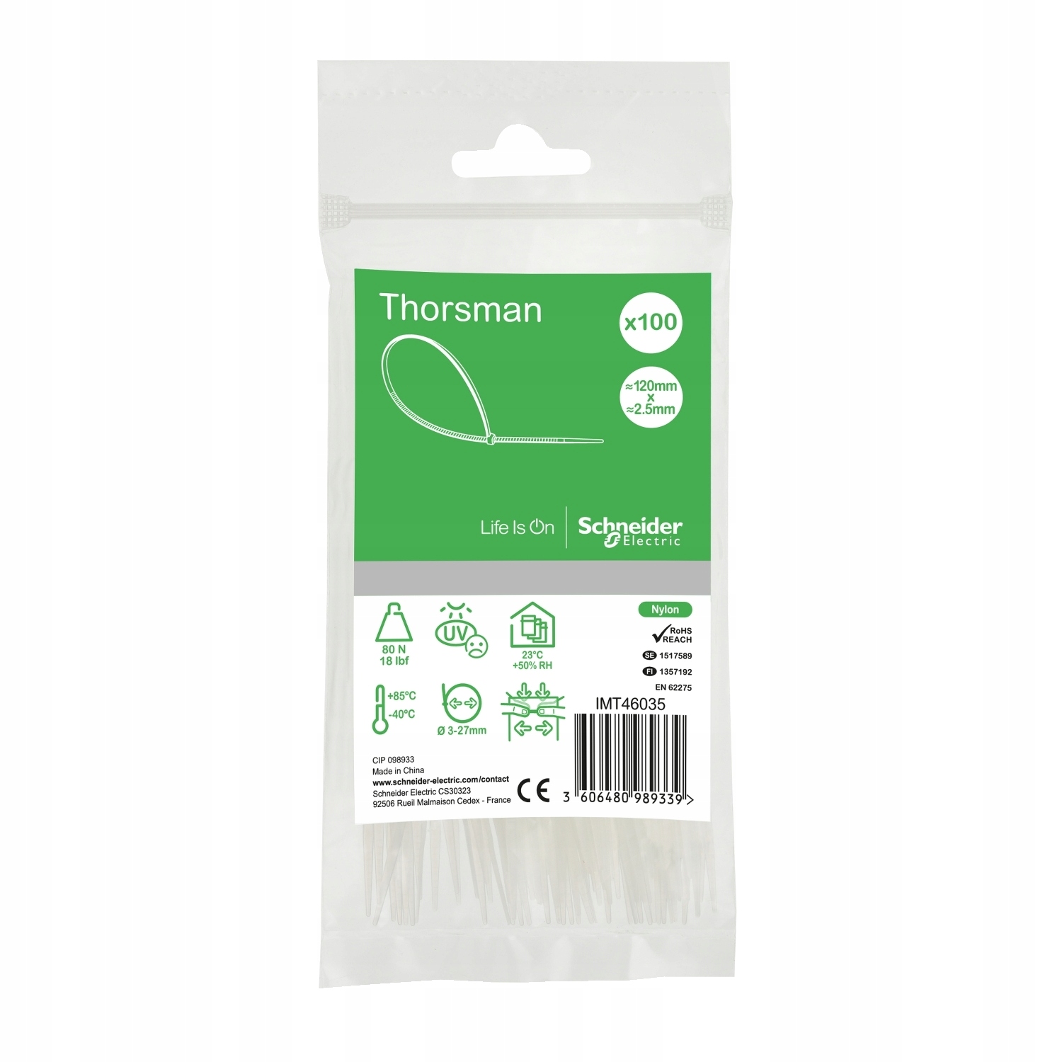 

Schneider Thorsman Opaska Kabl 2,5x120 mm IMT46035