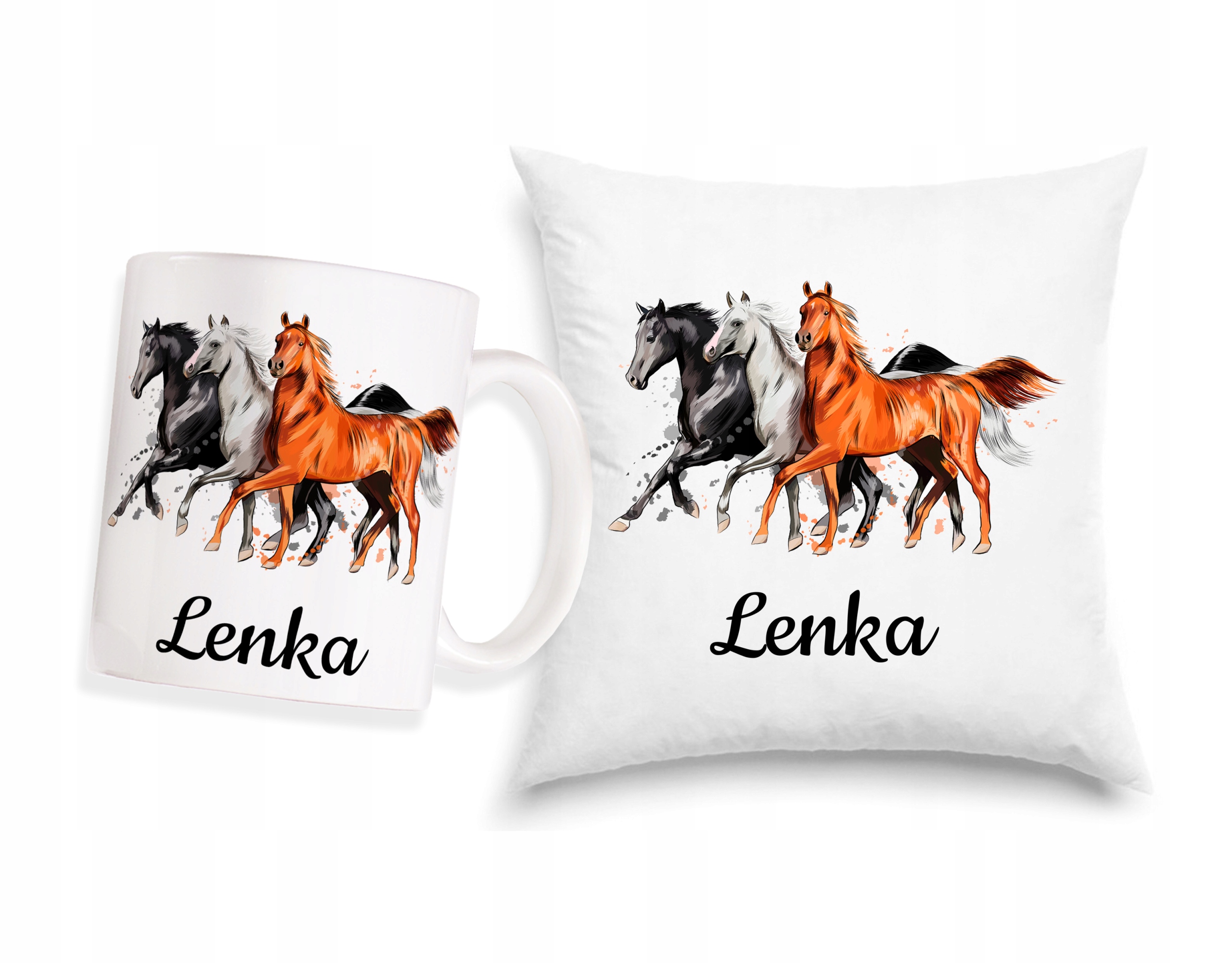 

Zestaw Z Koniami Kubek Poduszka Imię