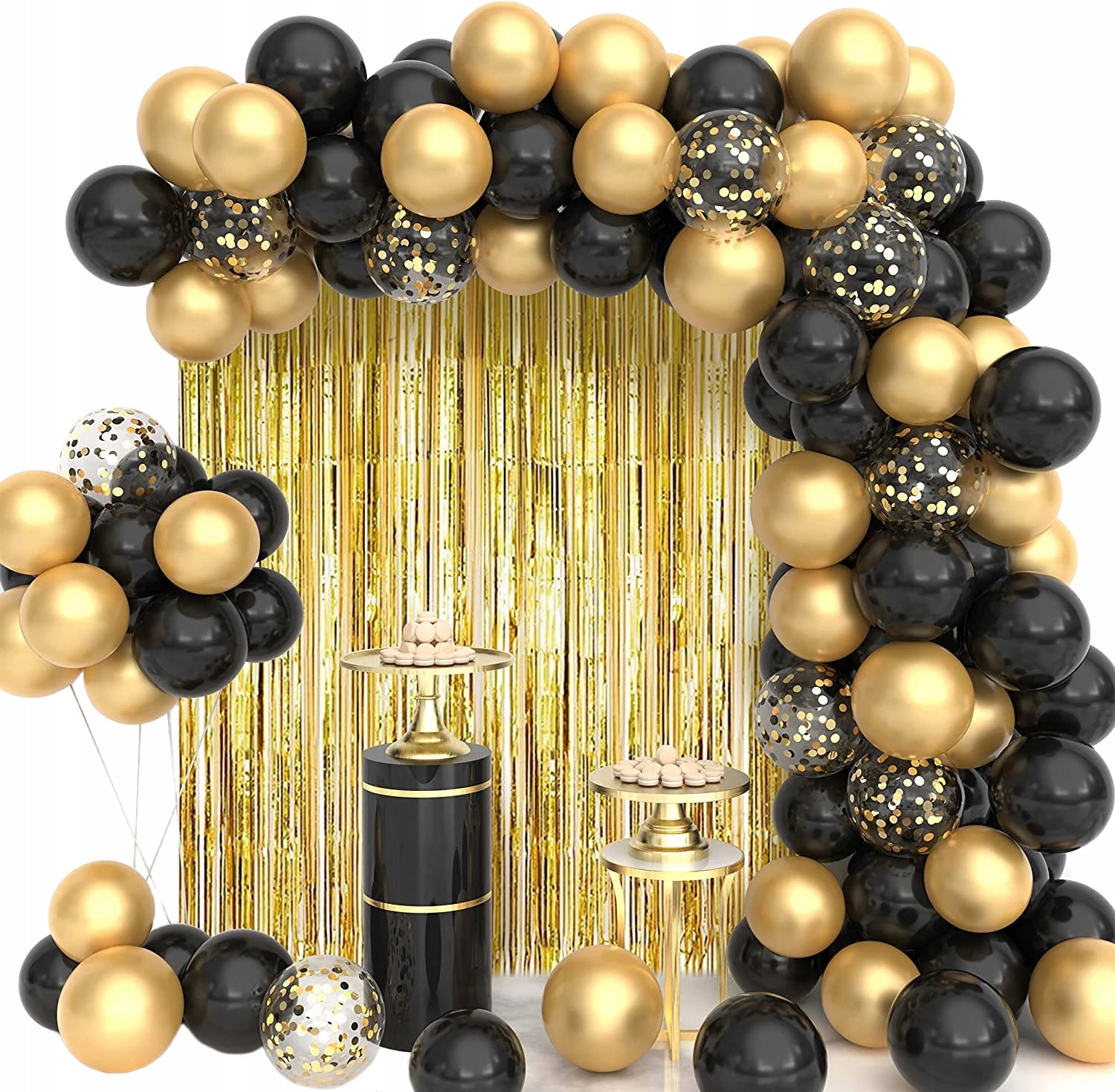 

Girlanda Balonowa Złoty Chrom Konfetti Kurtyna