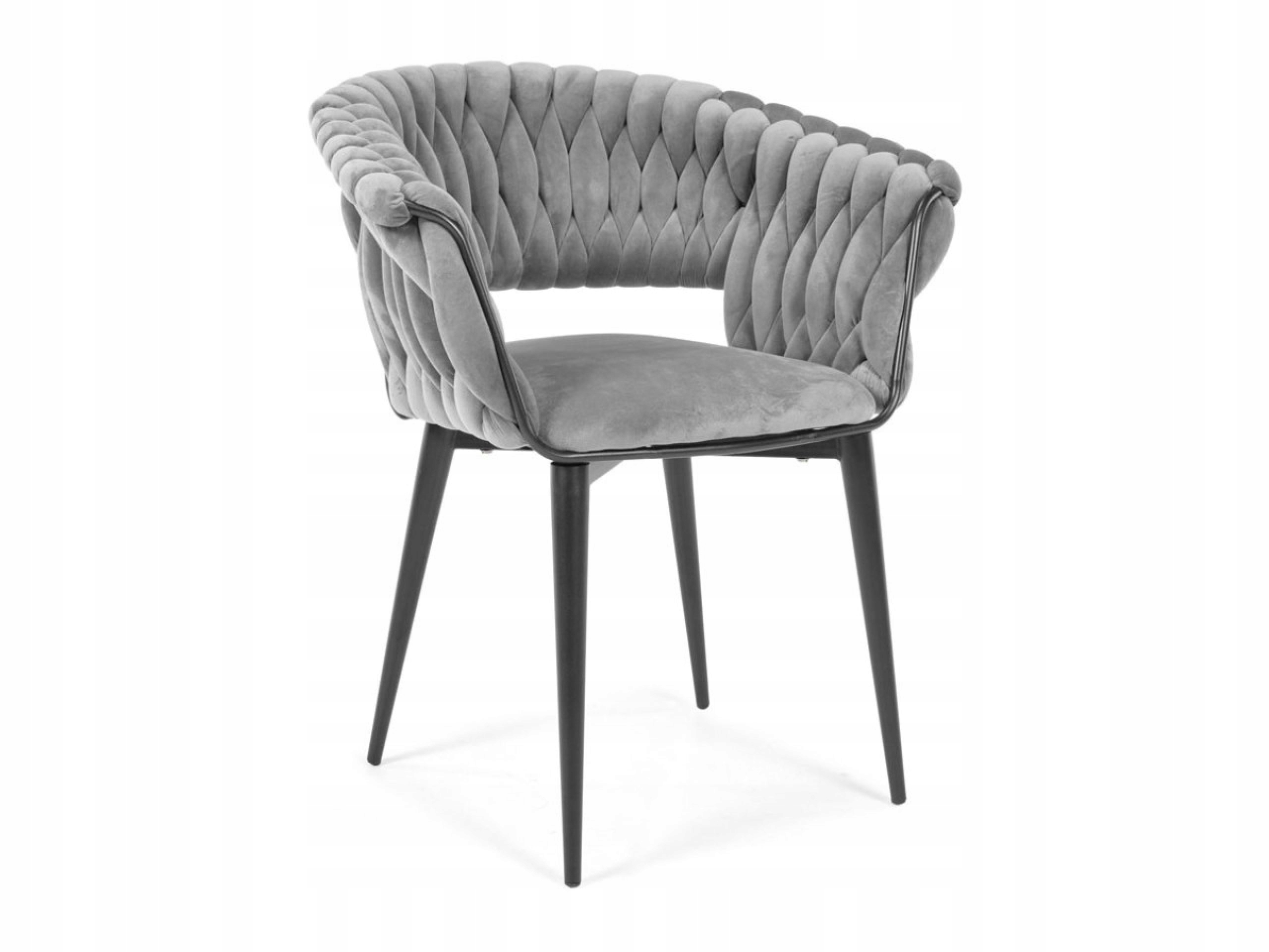 Pletená velúrová stolička Glamour Moderná šedá