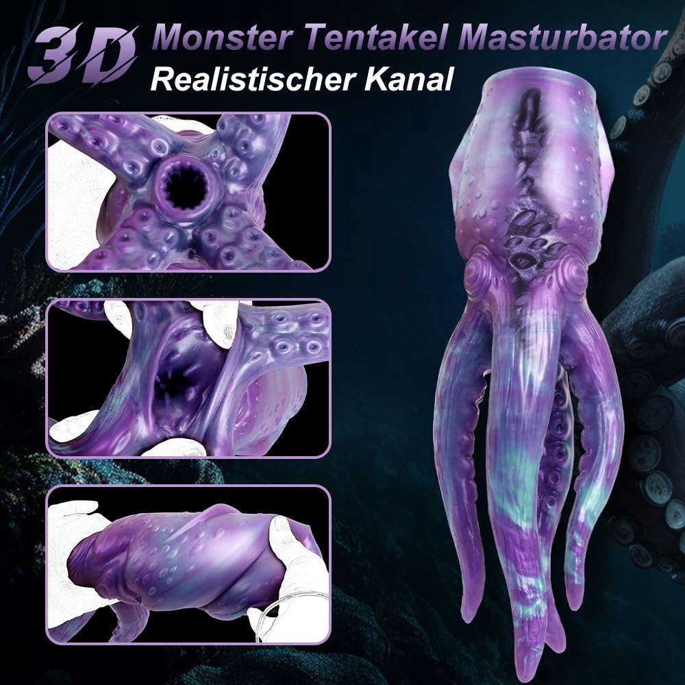 KUAECR Realistyczny Masturbator Ośmiornica Dildo Silikonowy Stymulator — miniatura 3