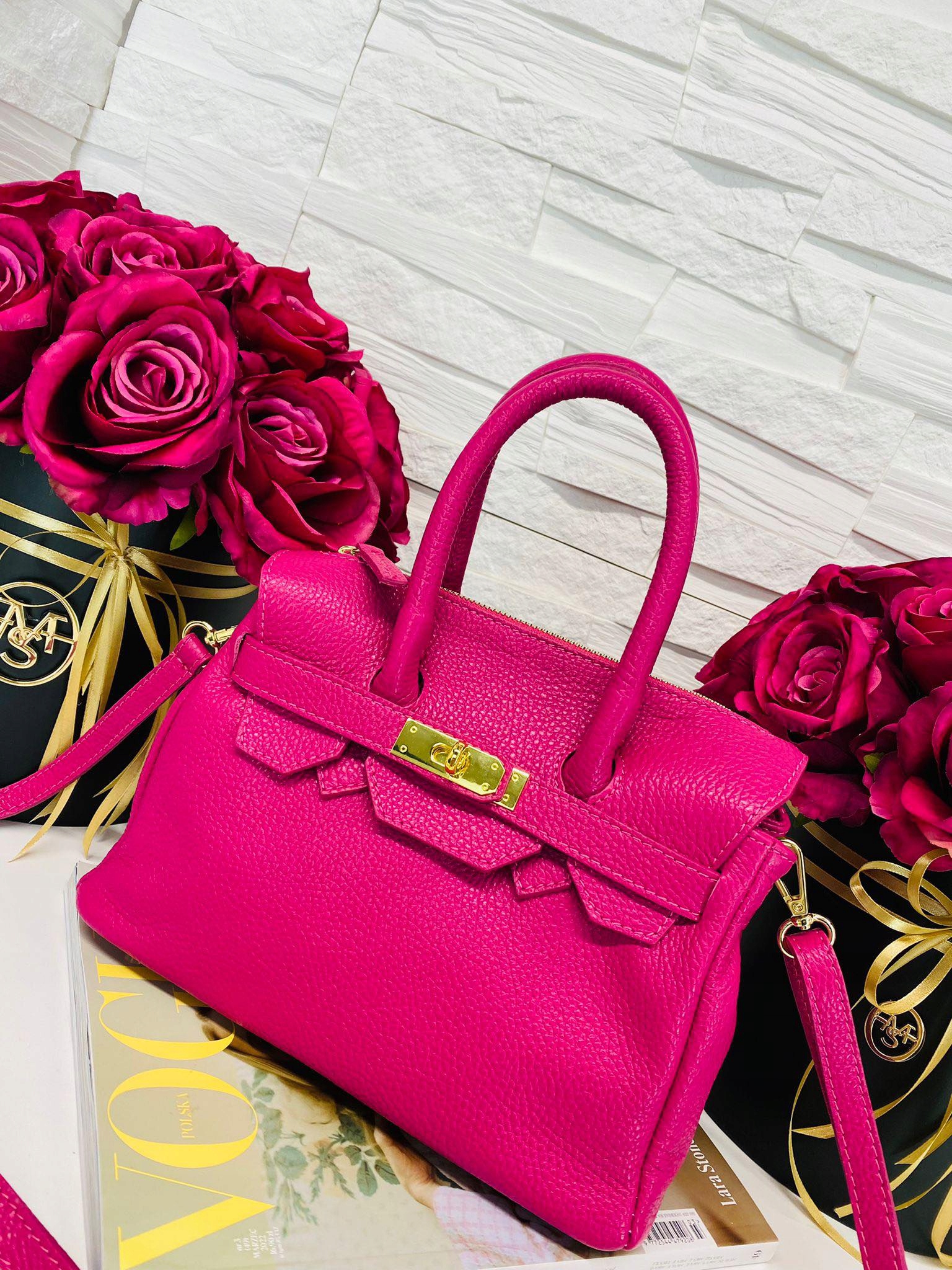 TOREBKA SALVADORE FERETTI SKÓRA FUKSJA MINI 882B Materiał dominujący skóra naturalna