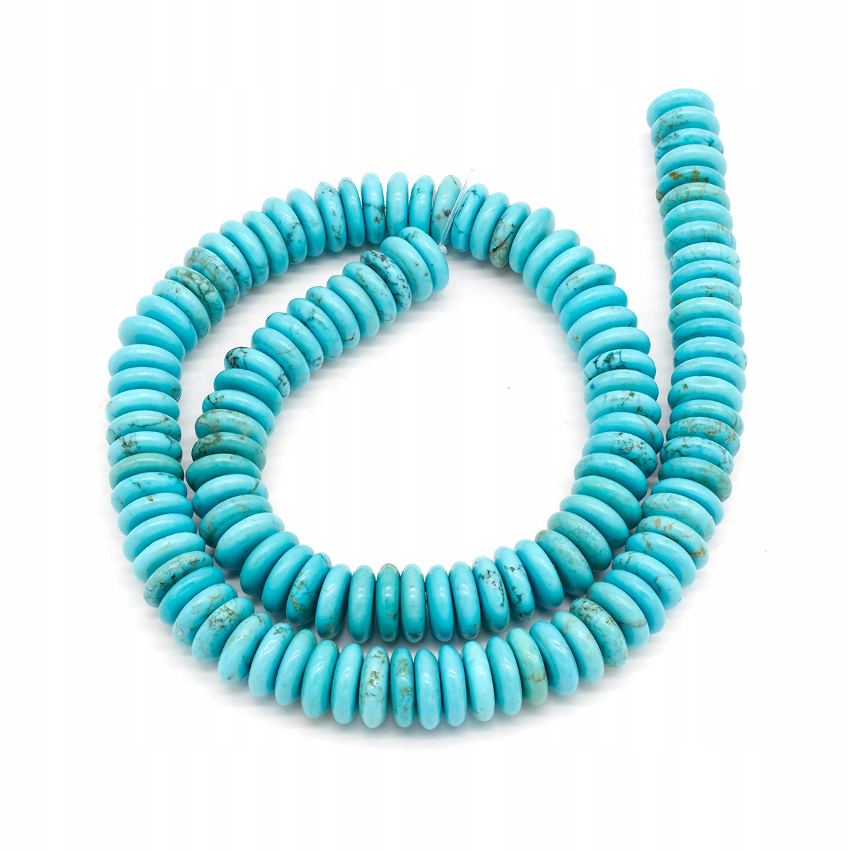 Korálky Howlite Přírodní Kamien, Disk, Tyrkysová, 10x3mm, 82ks/39 Cm