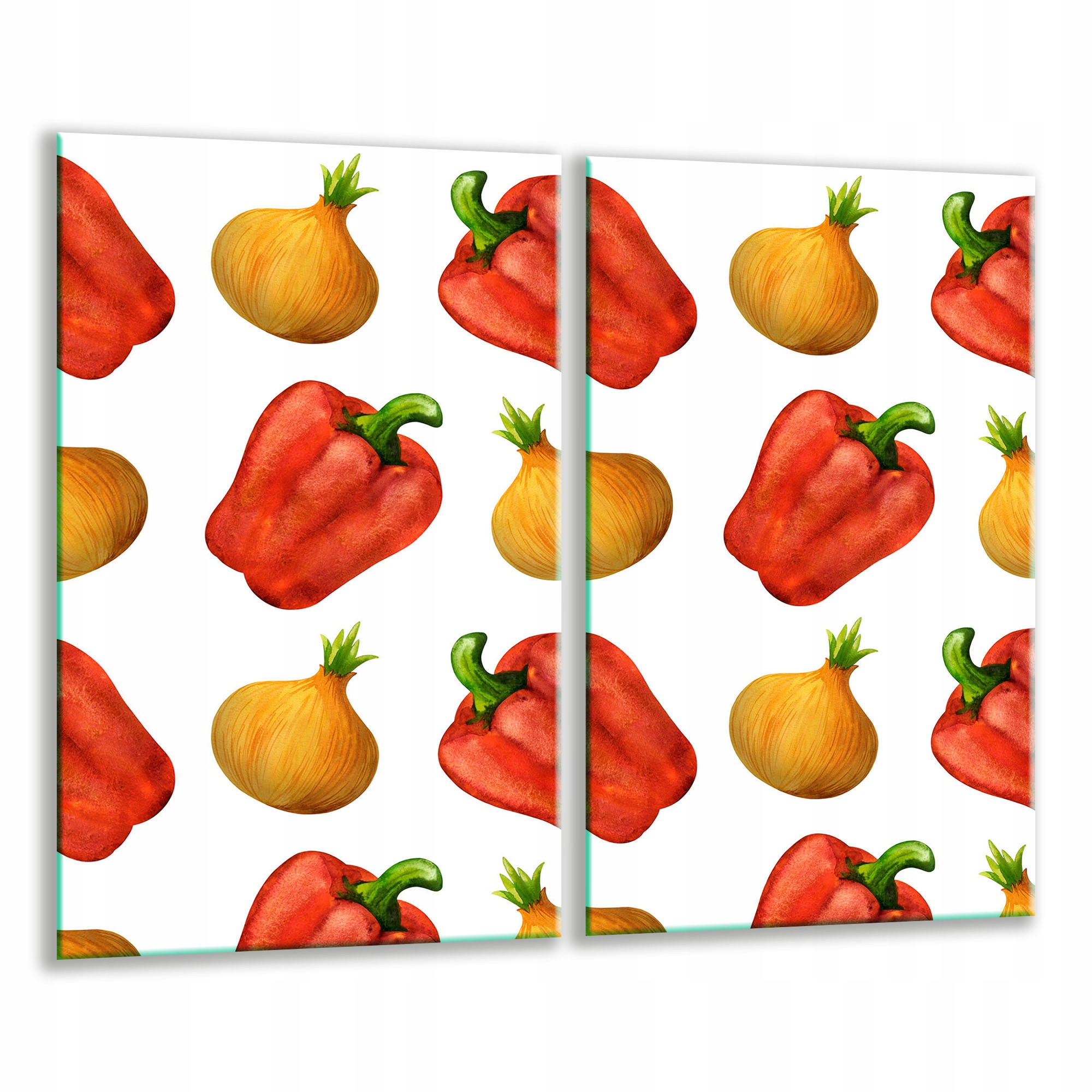 Skleněná Krájecí Deska 2x 30x52 Paprika Tvrzené Sklo Kuchyně 7v1